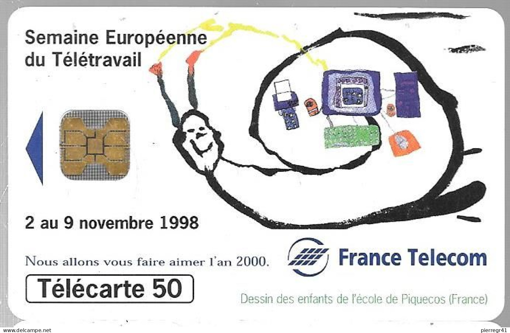 CARTE-PUBLIC-F 923-OB2-50U-10/98-TELETRAVAIL V¨° DN°Maigre D8A402136-Utilisé-TBE- - 1998