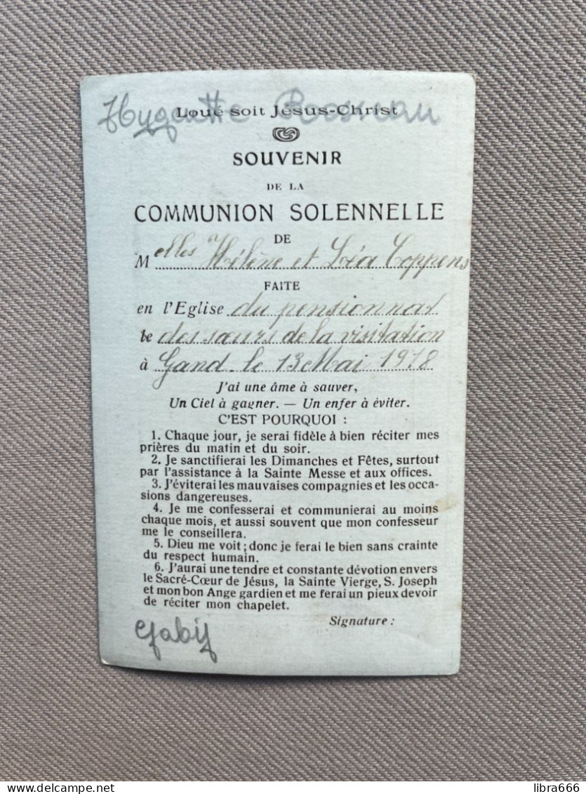 Communion - COPPENS Hélène Et Léa - 1918 - L'Eglise Du Pensionnat Des Soeurs De La Visitation - GAND (GENT) - Kommunion Und Konfirmazion