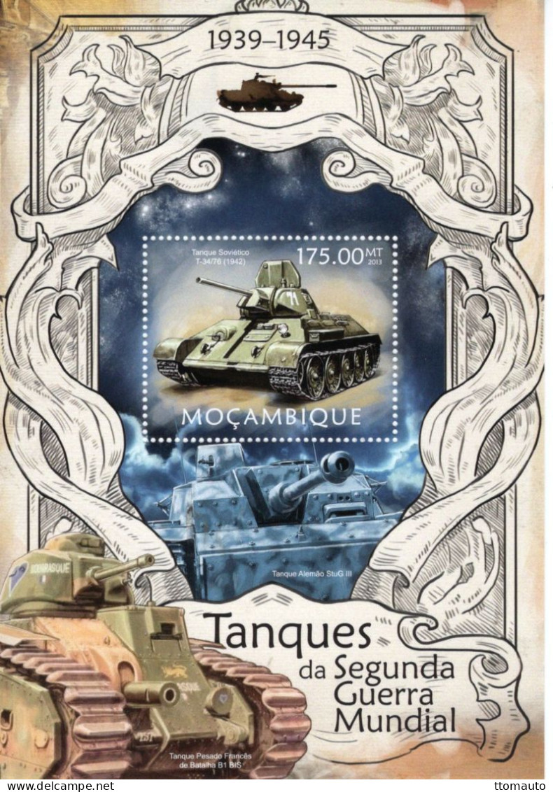 Mocambique 2013 - Tanques Da Segunda Guerra Mundial - 1v Sheet Neuf/Mint/MNH - Militaria
