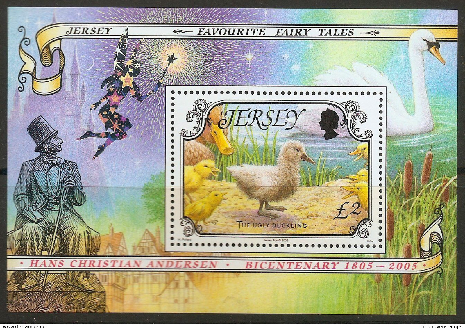 Jersey 2005 Christian Anderson Ugly Duck Block Issues MNH   Nordia 2005 Fairy Tales - Patos