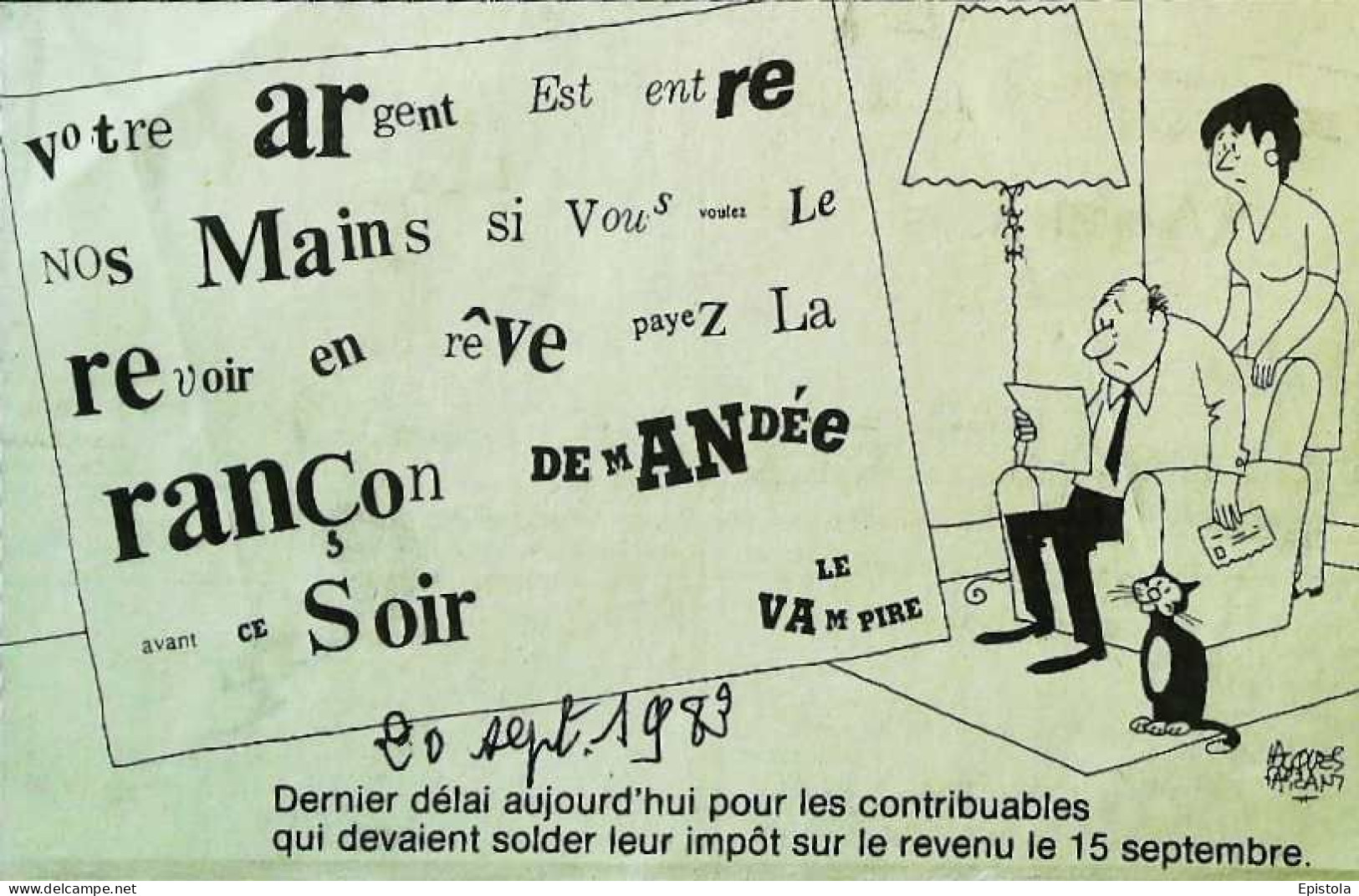► Coupure De Presse  Quotidien Le Figaro Jacques Faisant 1983   Chat Enveloppe Contribuable Dernier Delai - 1950 - Oggi