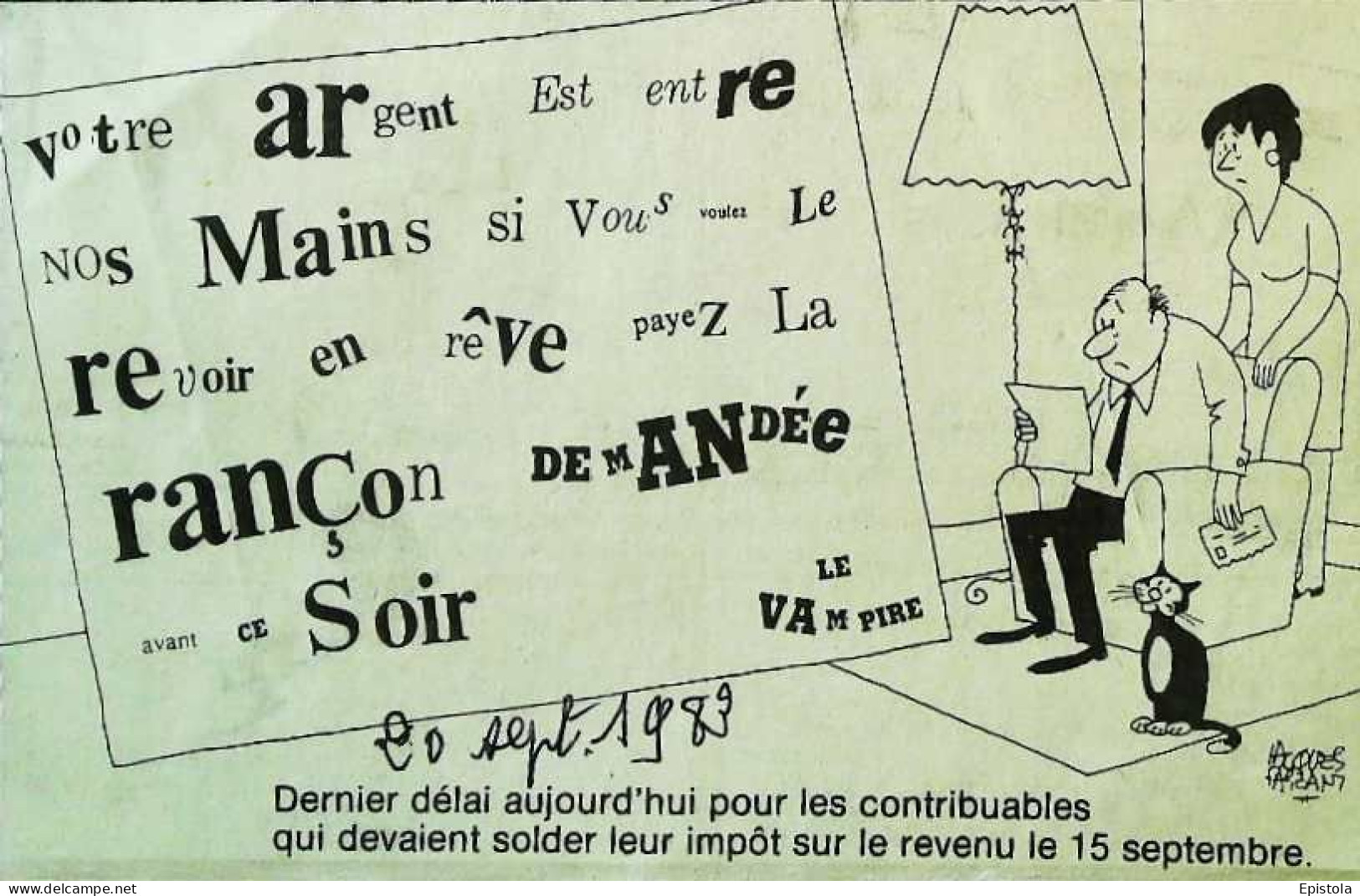 ► Coupure De Presse  Quotidien Le Figaro Jacques Faisant 1983   Chat Enveloppe Contribuable Dernier Delai - Desde 1950