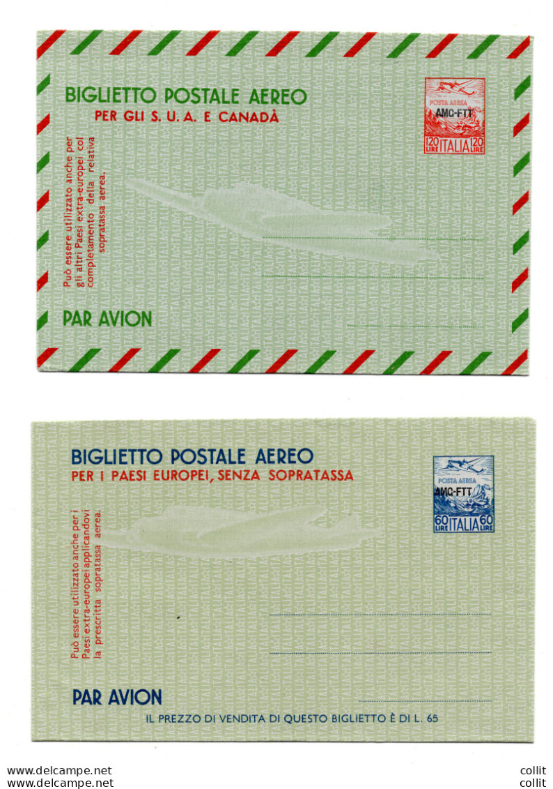 Trieste A - Aerogramma "Aereo" Lire 60 E 120 N. A1/A2 - Ungebraucht
