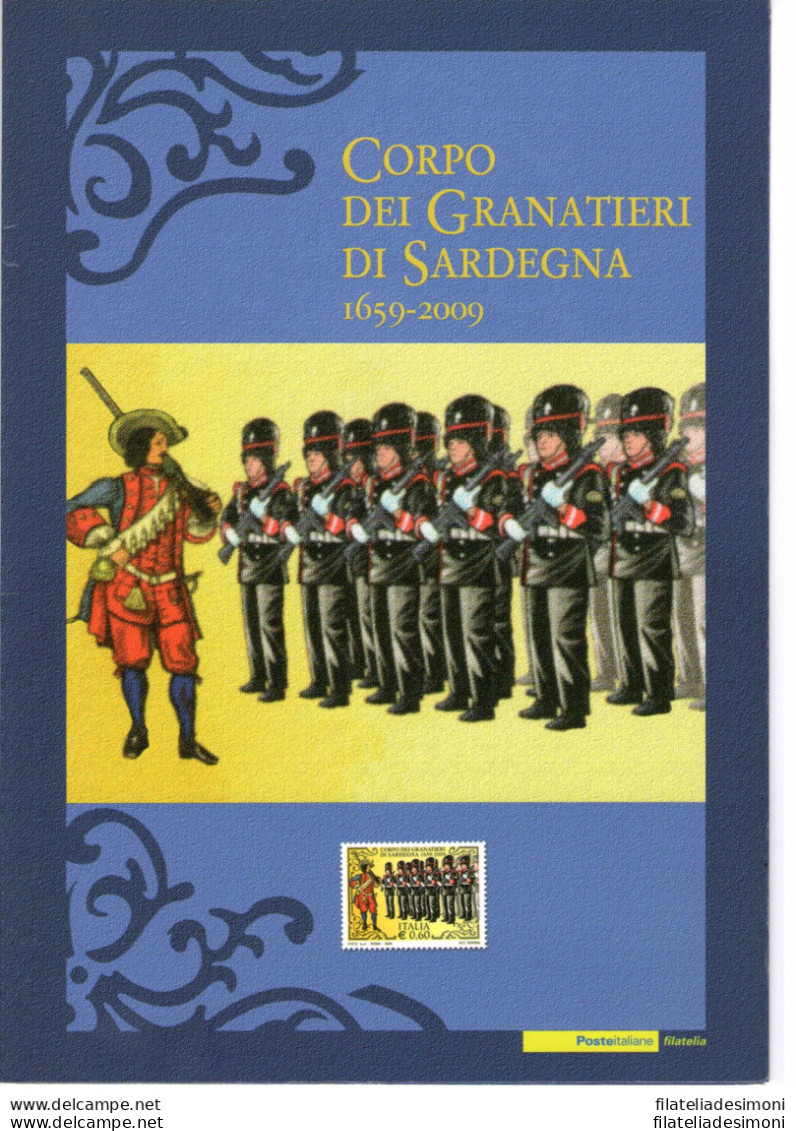 2009 Italia - Repubblica , Folder - Corpo Dei Granatieri Di Sardegna N° 191  MN - Pochettes