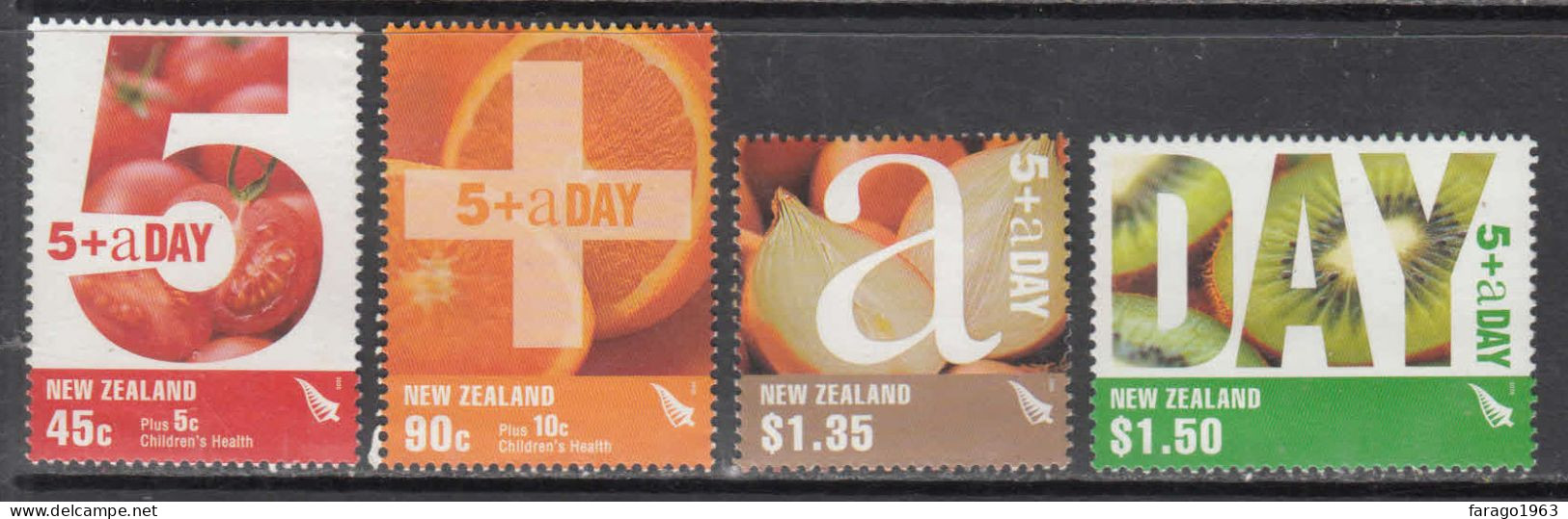 2006 New Zealand Nutrition Health 5+ A Day Fruits Vegetable SHORT Set Of 4  MNH @ BELOW FACE VALUE - Unused Stamps