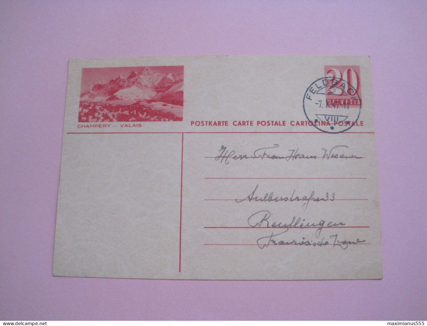 Switzerland Post Carte To Germany 1947 (2) - Gebraucht