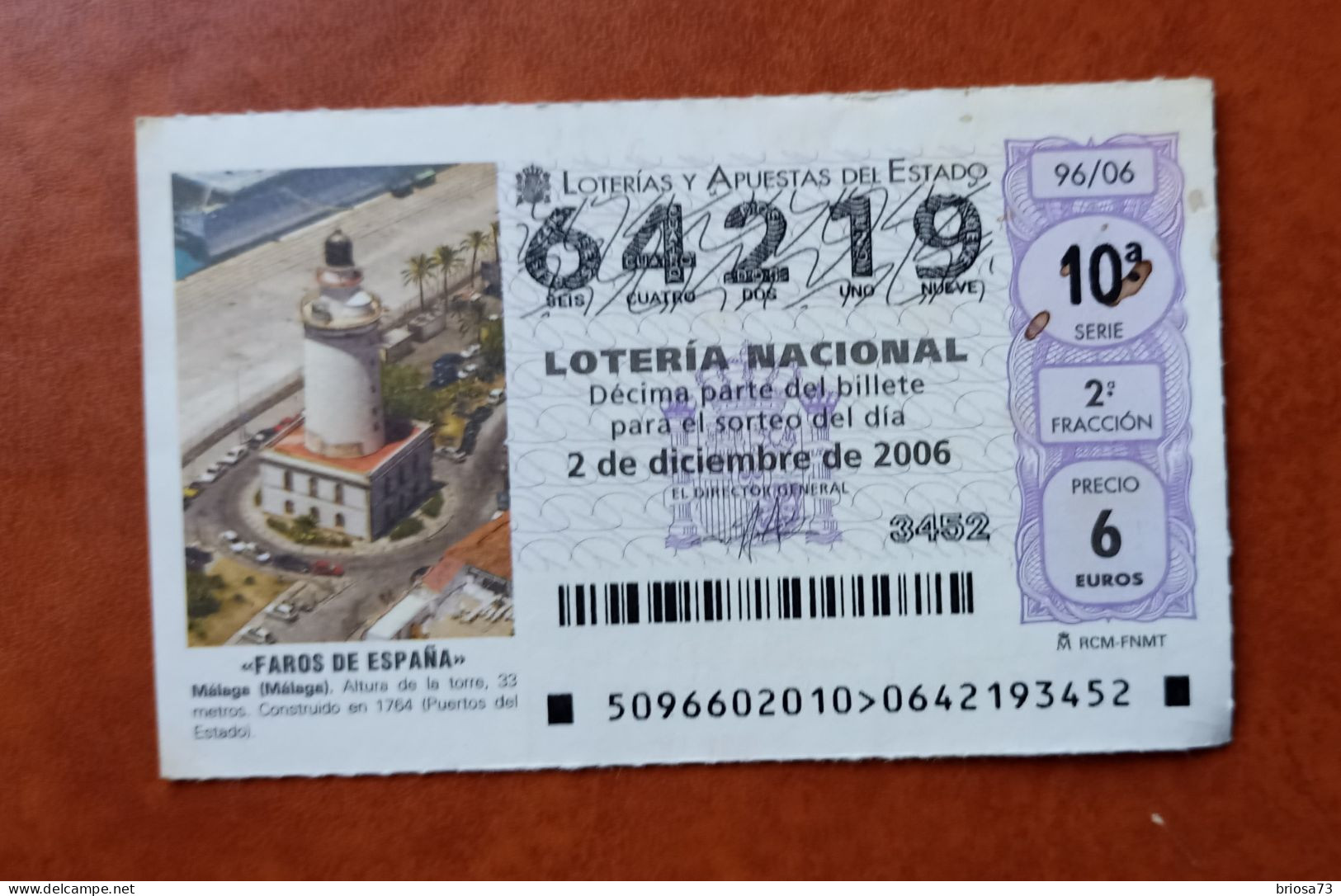 Loterie Nationale Espagne.  Phares D'Espagne - Billets De Loterie