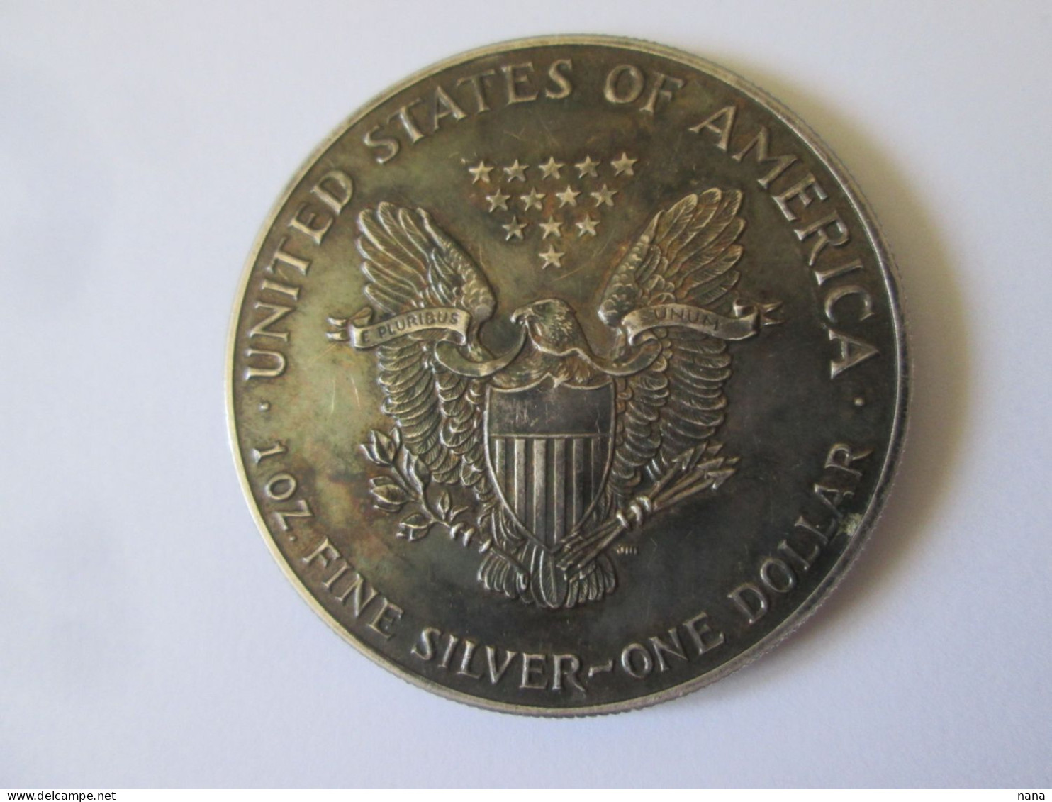 USA 1 Dollar American Silver Eagle 1990 Silver Coin 999 Very Nice Special Patina,weight=31.40 Gr,diameter=40 Mm - Sammlungen