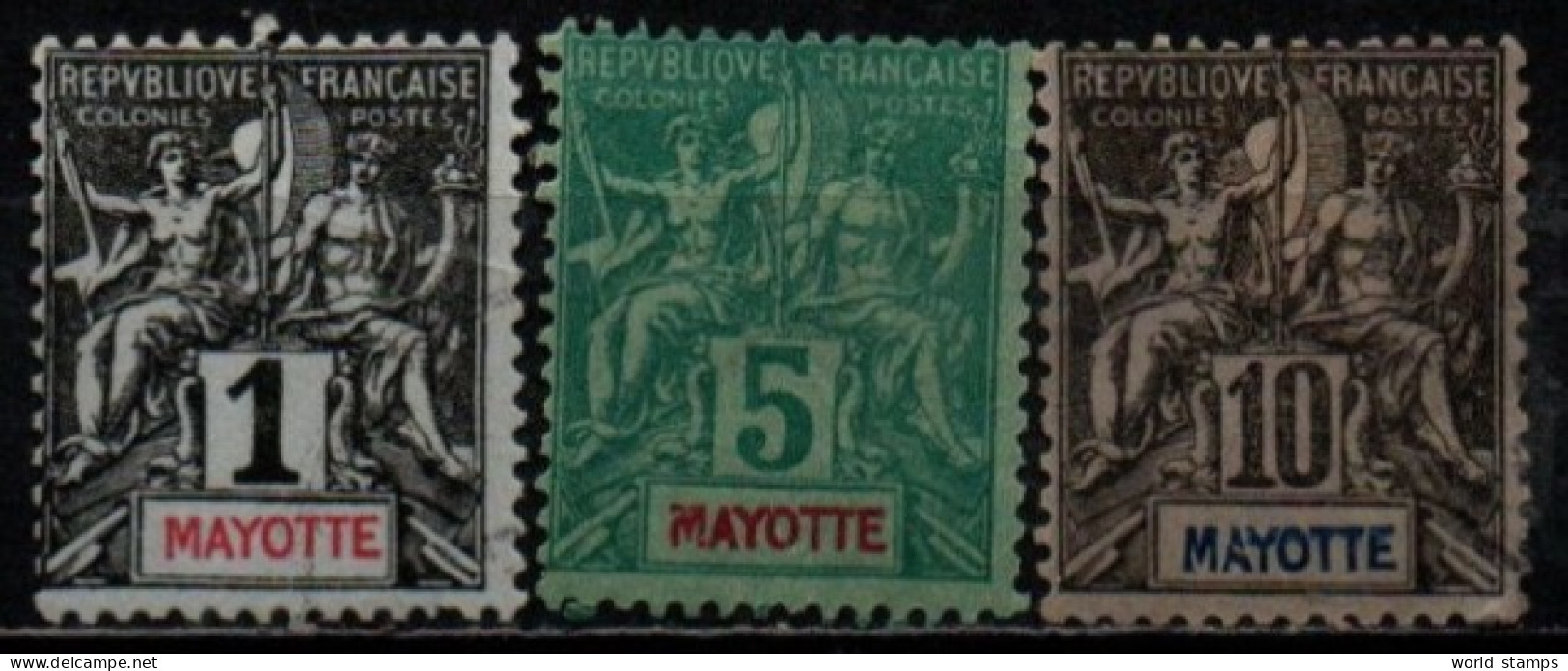 MAYOTTE 1892-9 SANS GOMME - Unused Stamps