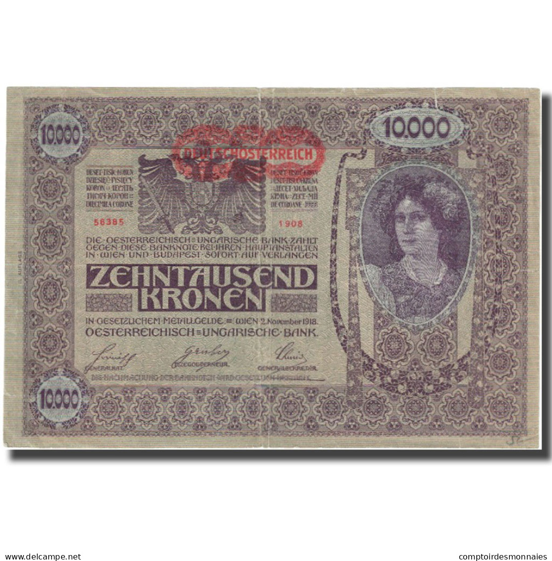 Billet, Autriche, 10,000 Kronen, 1918, 1918-11-02, KM:65, TTB - Oostenrijk