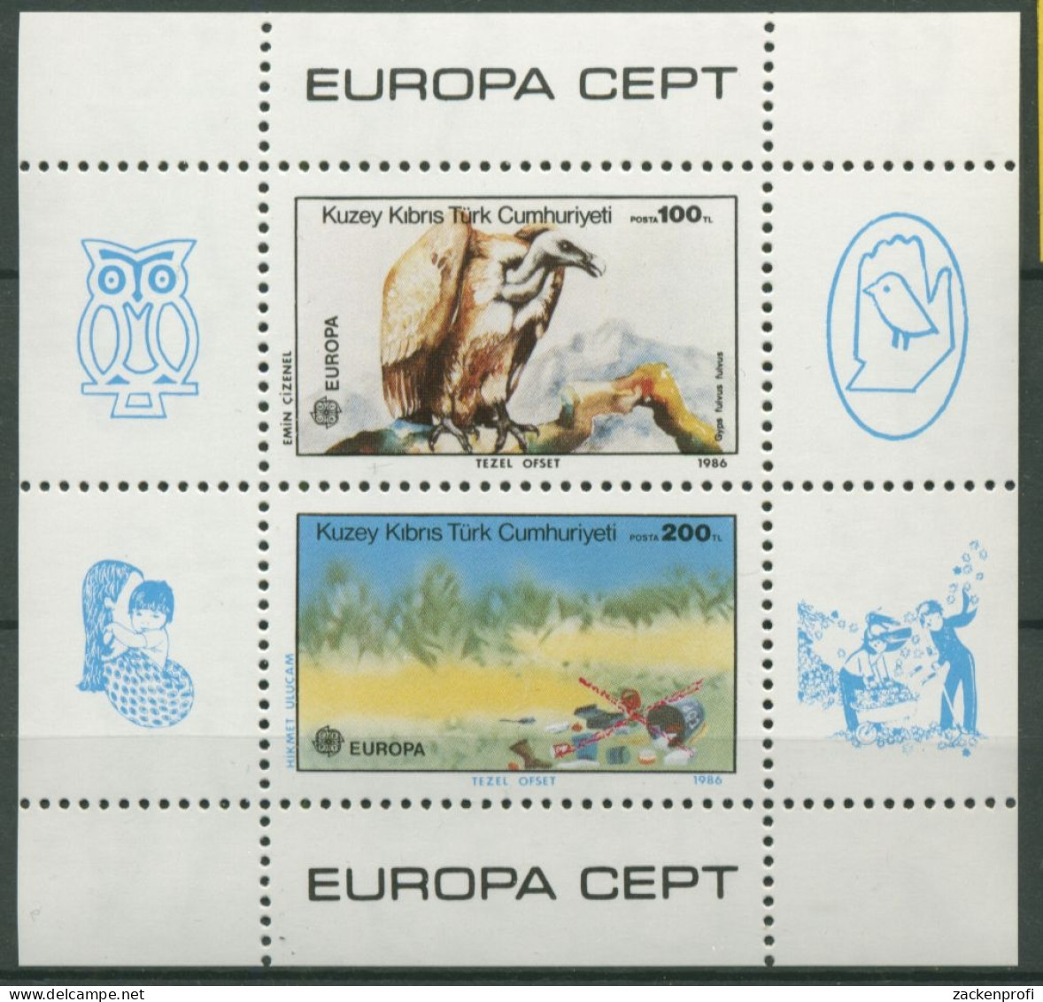 Türkisch-Zypern 1986 Europa: Natur- Und Umweltschutz Block 5 Postfrisch (C6670) - Ongebruikt