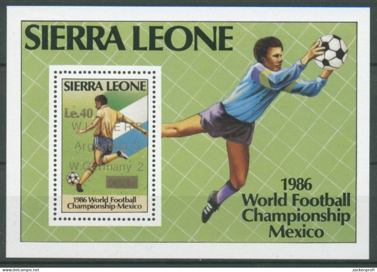 Sierra Leone 1986 Gewinner Der Fußball-WM Mexiko Block 52 Postfrisch (C27403) - Sierra Leone (1961-...)