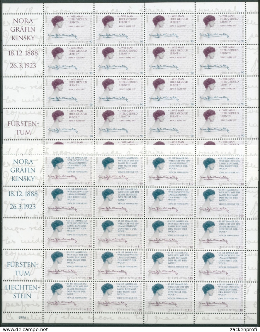 Liechtenstein 1996 Europa: Berühmte Frauen Bogensatz 1124/25 Postfrisch (C16276) - Blocs & Feuillets