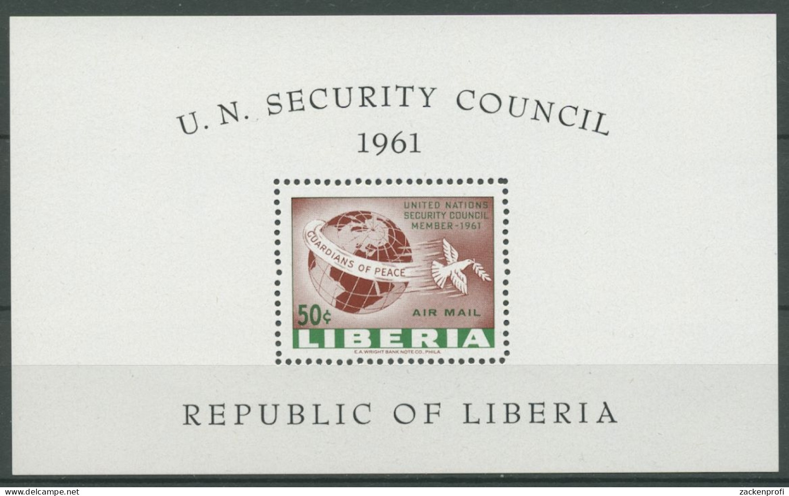 Liberia 1961 Mitgliedschaft Im Weltsicherheitsrat Block 18 Postfrisch (C27442) - Liberia