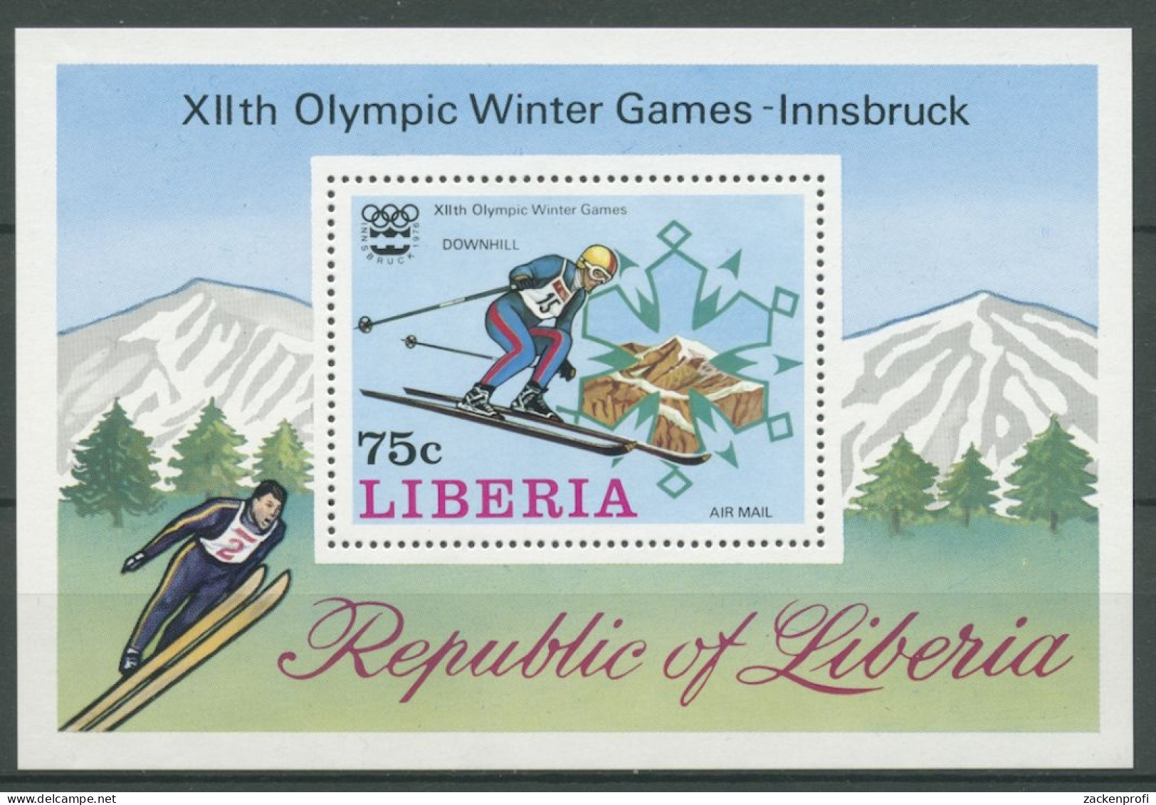 Liberia 1976 Olymp. Winterspiele In Innsbruck Block 79 A Postfrisch (C27453) - Liberia