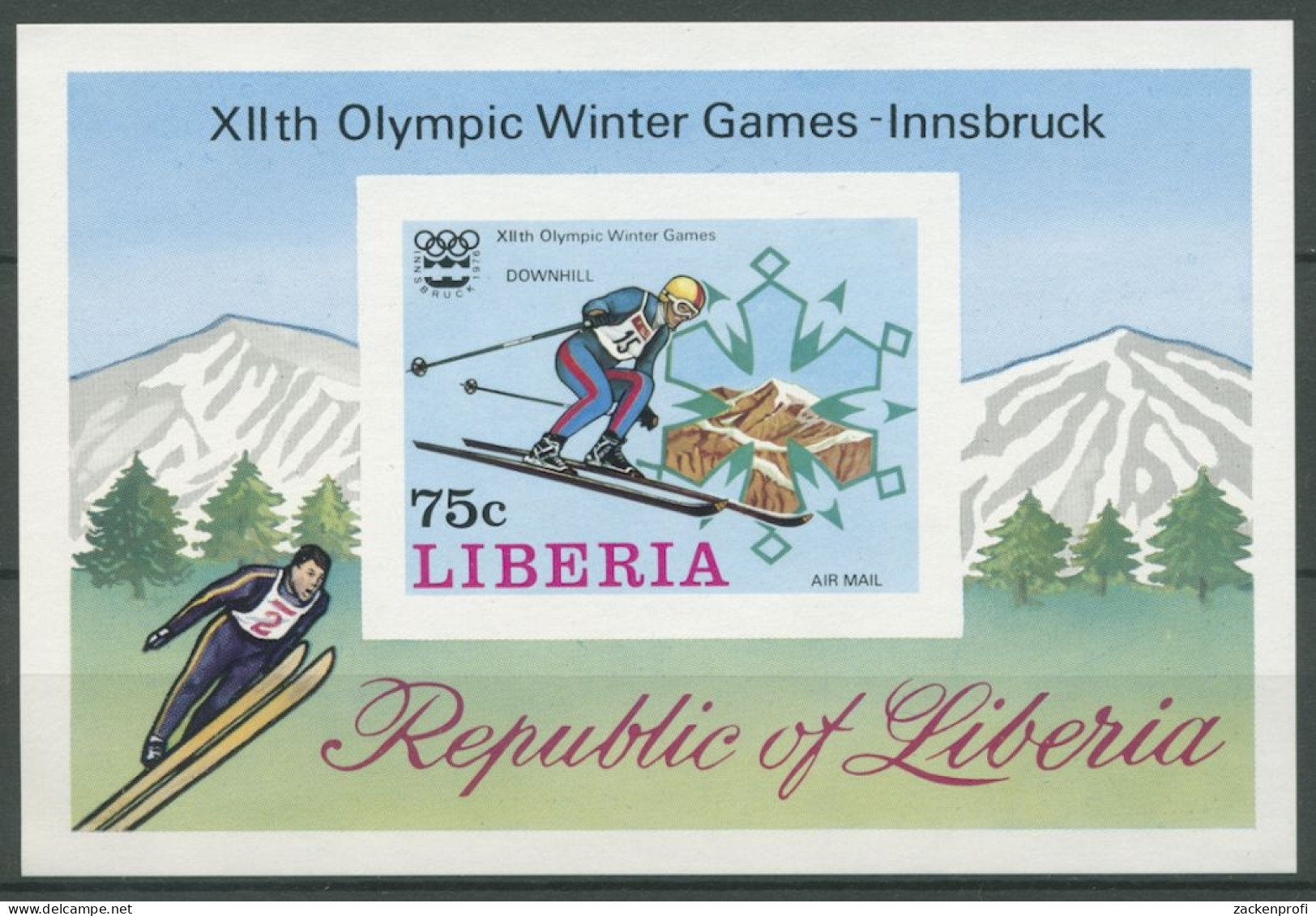 Liberia 1976 Olymp. Winterspiele In Innsbruck Block 79 B Postfrisch (C27454) - Liberia