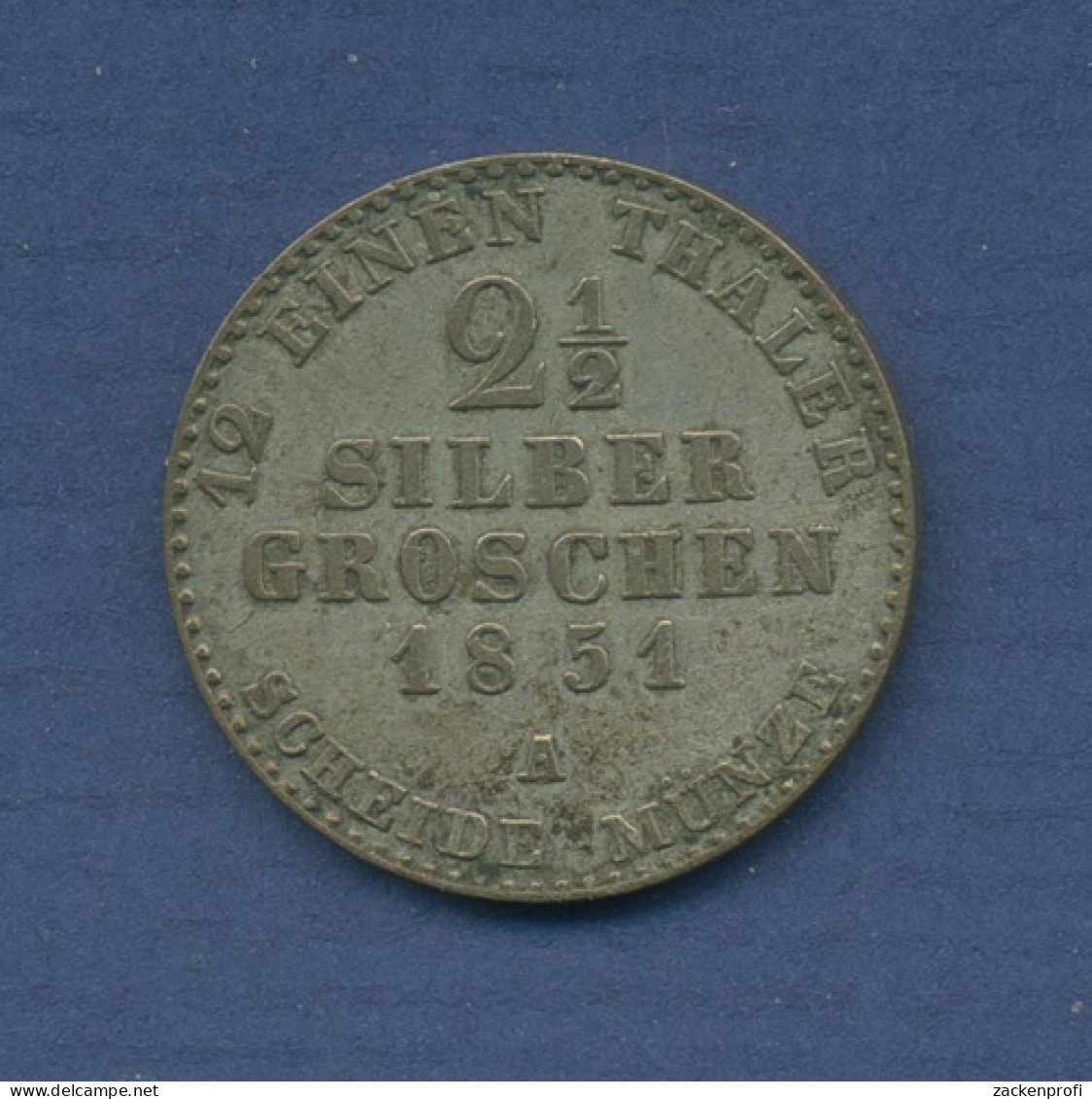 Preußen 2 1/2 Silbergroschen 1851 A, Friedrich Wilhelm IV., J 67 Fast Vz (m2771) - Groschen & Andere Kleinmünzen