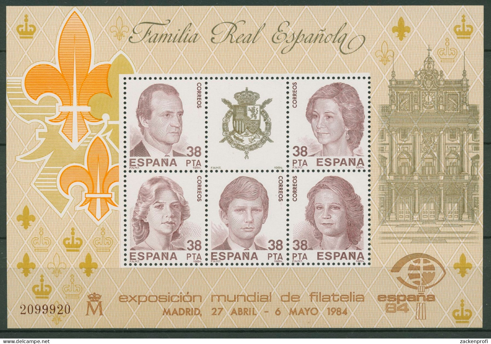 Spanien 1984 ESPANA'84 Madrid Königliche Familie Block 27 Postfrisch (C91694) - Blocs & Feuillets