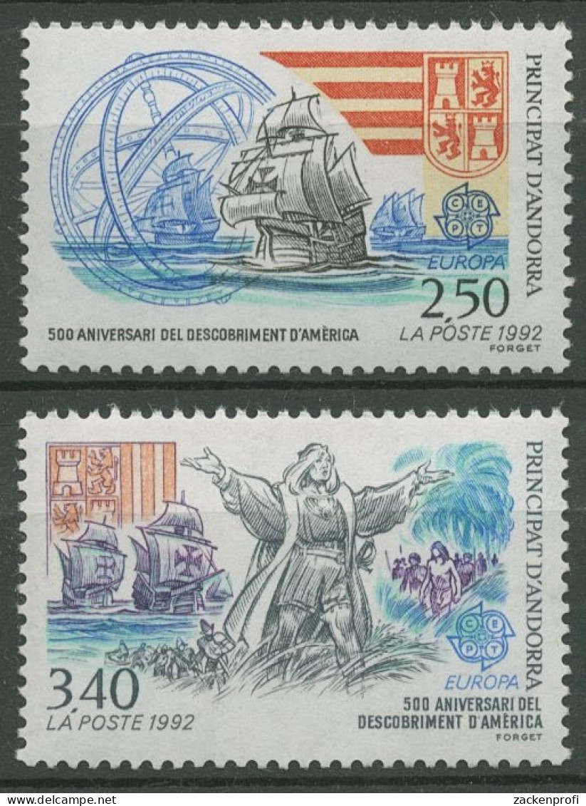 Andorra (frz.) 1992 Europa CEPT 500 Jahre Entdeckung Amerika 437/38 Postfrisch - Unused Stamps