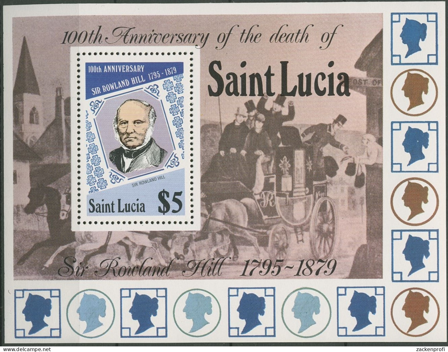 St. Lucia 1979 Postmann Rowland Hill Block 18 Postfrisch (C94051) - St.Lucia (1979-...)