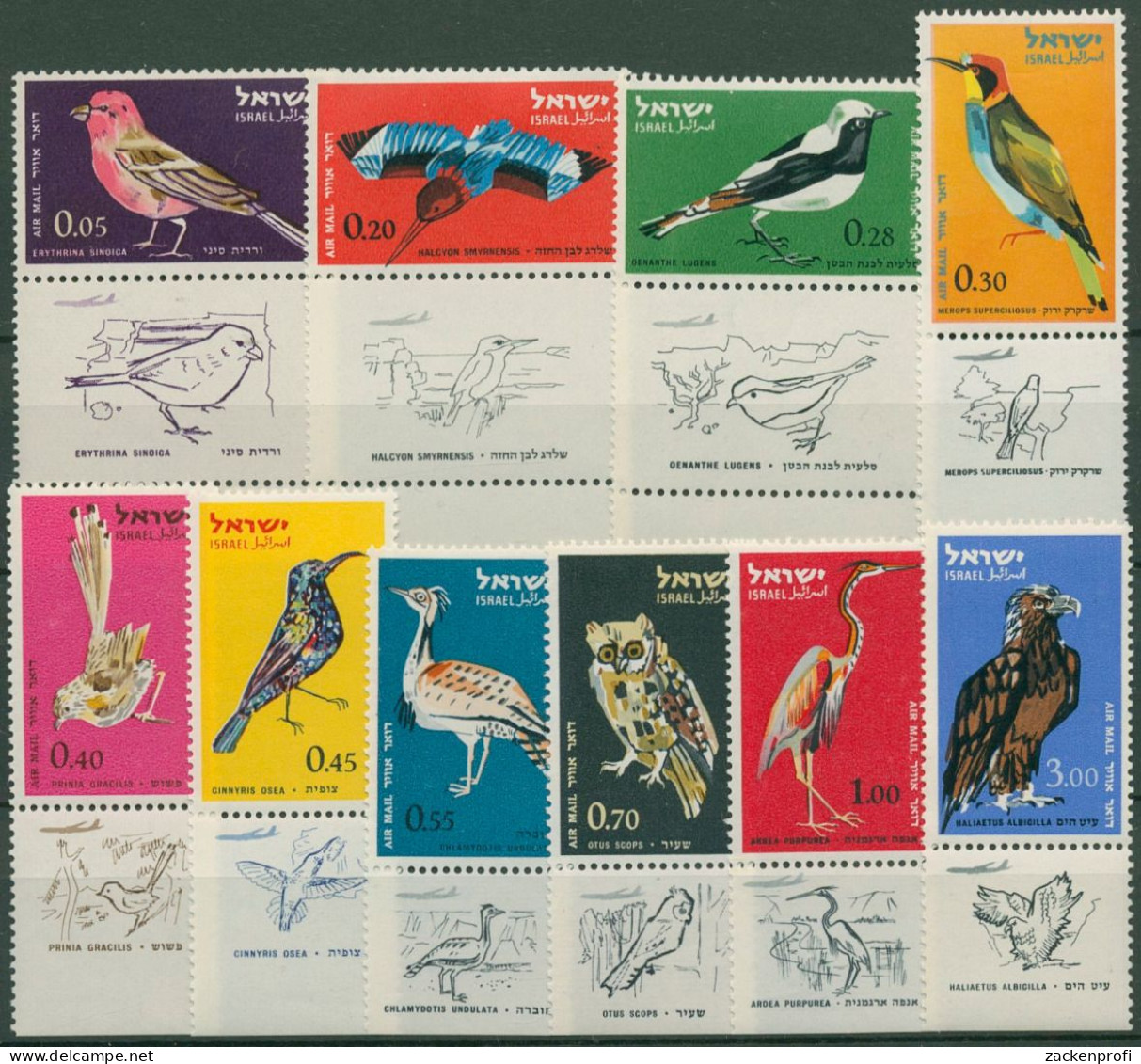 Israel 1963 Tiere Vögel 270/79 Mit Tab Postfrisch, Teils Ecke - Nuovi (con Tab)