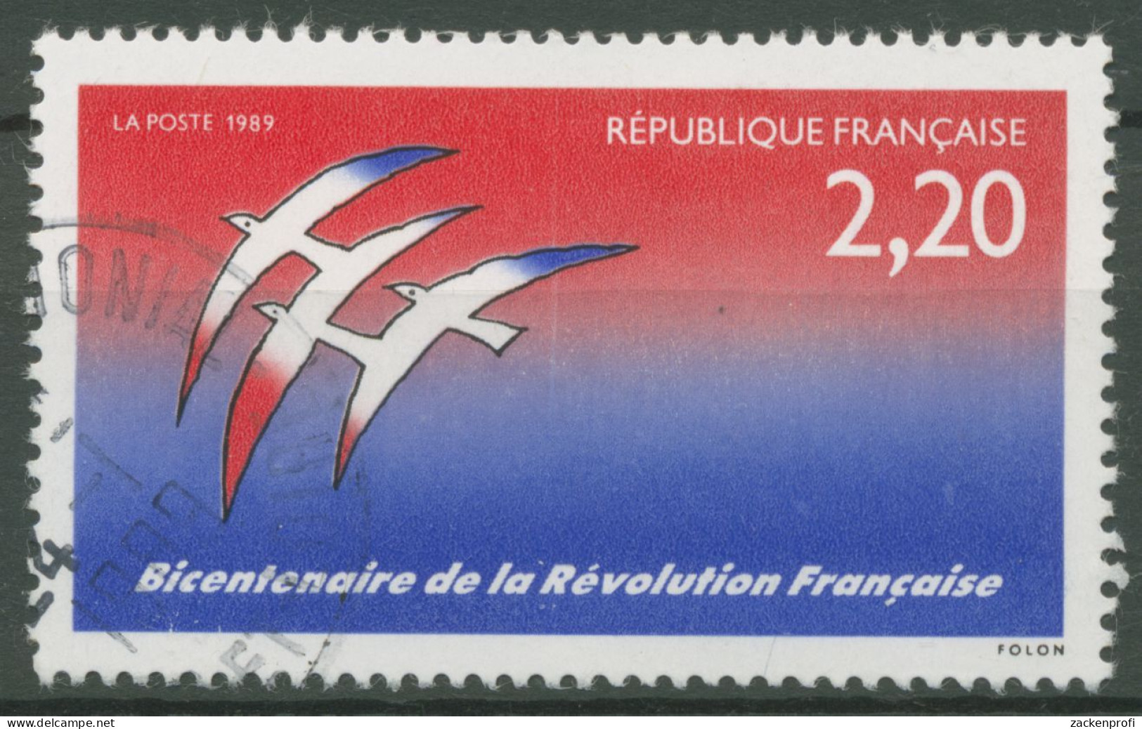 Frankreich 1989 Jahrestag Der Revolution Friedenstauben 2696 Gestempelt - Usados