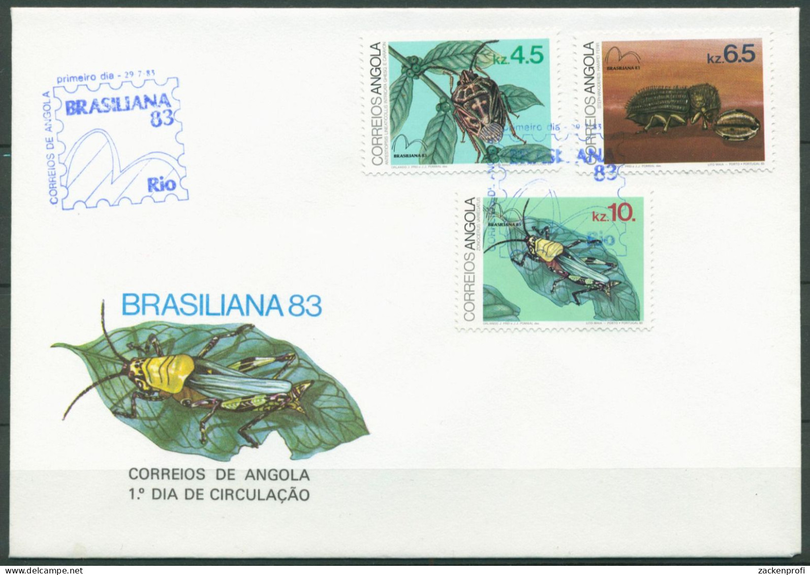 Angola 1983 BRASILIANA Insekten Heuschrecke Blattwanze 682/84 FDC (X60968) - Angola