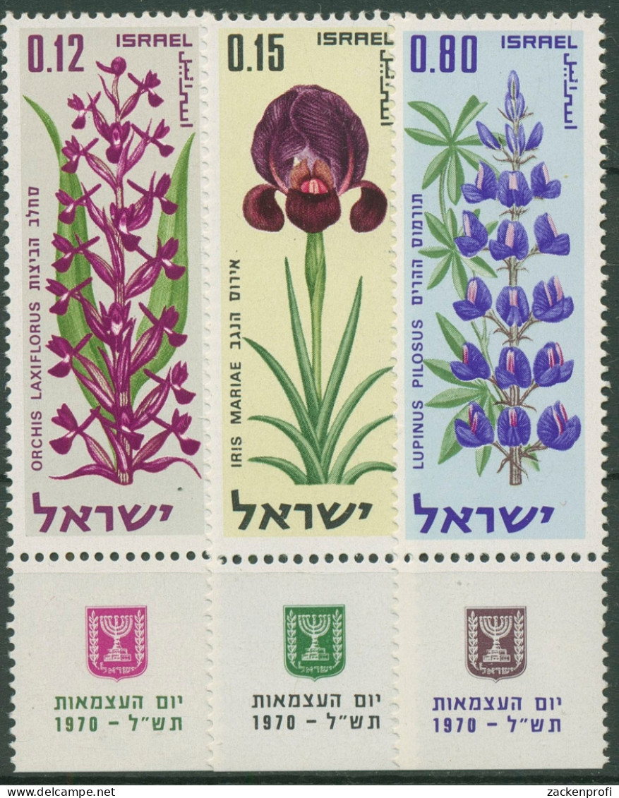 Israel 1970 Unabhängigkeit Blumen 470/72 Mit Tab Postfrisch - Nuovi (con Tab)