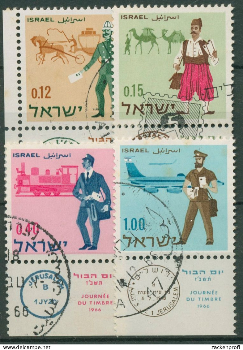 Israel 1966 Tag Der Briefmarke Postboten 378/81 Mit Tab Gestempelt - Oblitérés (avec Tabs)