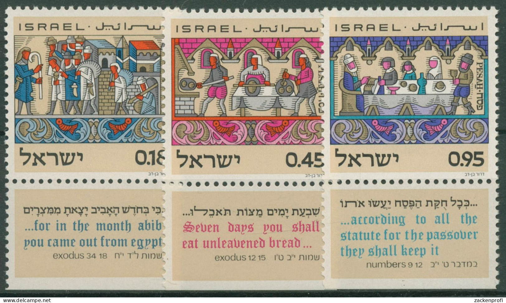 Israel 1972 Frühlingsfest Pessachfest 547/49 Mit Tab Postfrisch - Ungebraucht (mit Tabs)