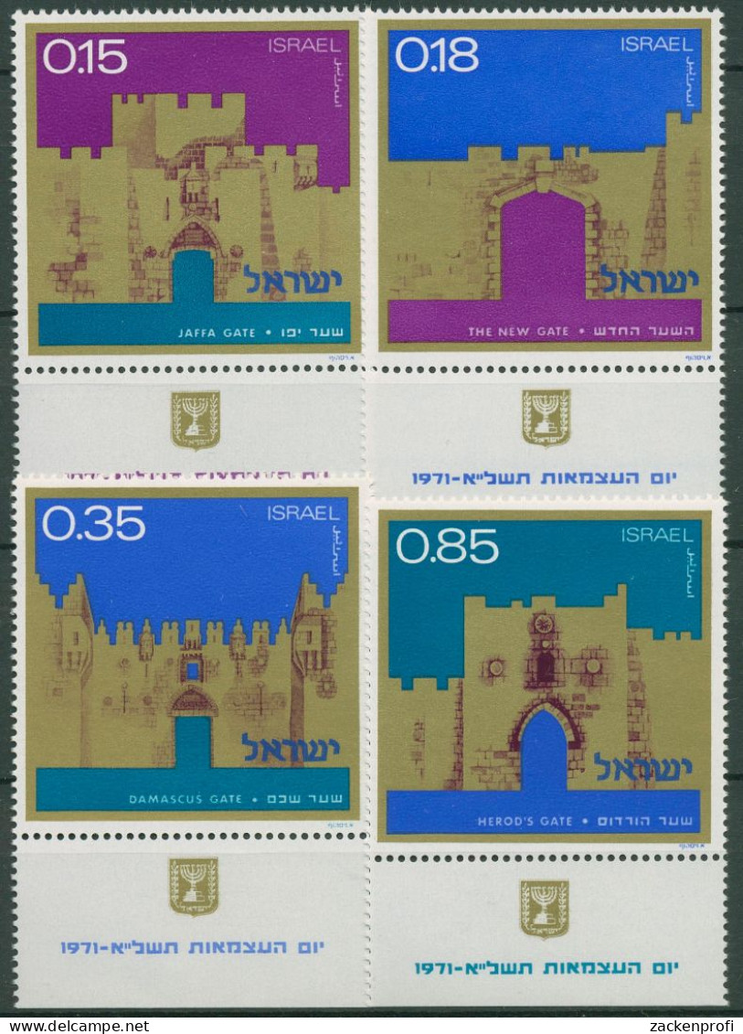 Israel 1971 Unabhängigkeit Jerusalem Stadttore 503/06 Mit Tab Postfrisch - Neufs (avec Tabs)