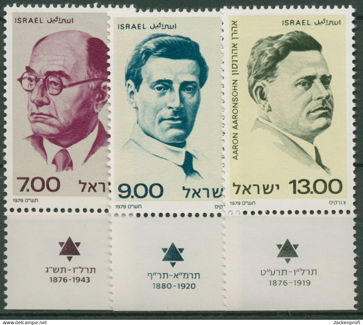 Israel 1979 Persönlichkeiten 805/07 Mit Tab Postfrisch - Unused Stamps (with Tabs)