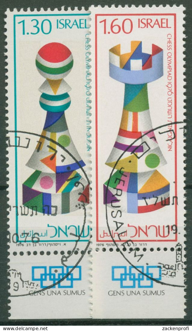 Israel 1976 Schacholympiade Schachfiguren 685/86 Mit Tab Gestempelt - Used Stamps (with Tabs)