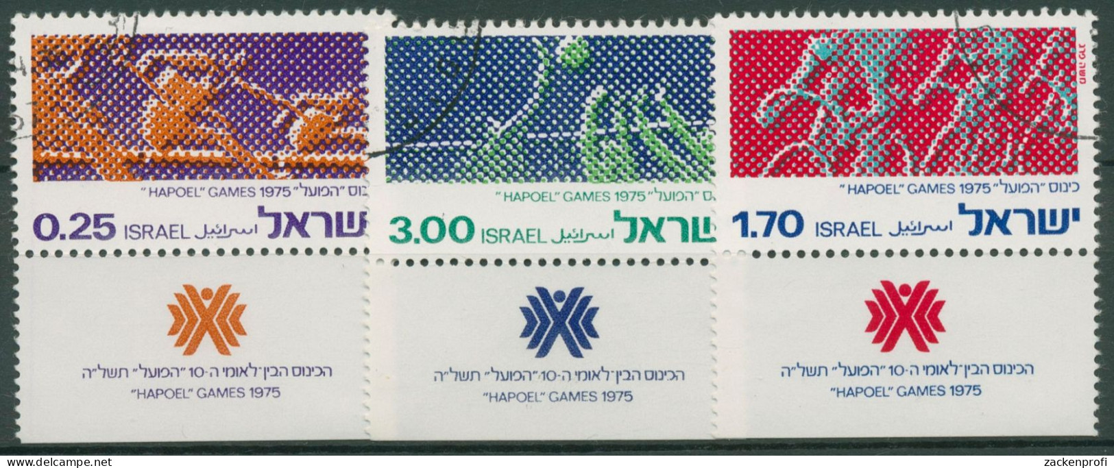 Israel 1975 Hapoel-Sportspiele 639/41 Mit Tab Gestempelt - Gebruikt (met Tabs)