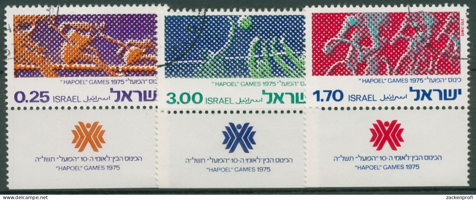 Israel 1975 Hapoel-Sportspiele 639/41 Mit Tab Gestempelt - Gebraucht (mit Tabs)