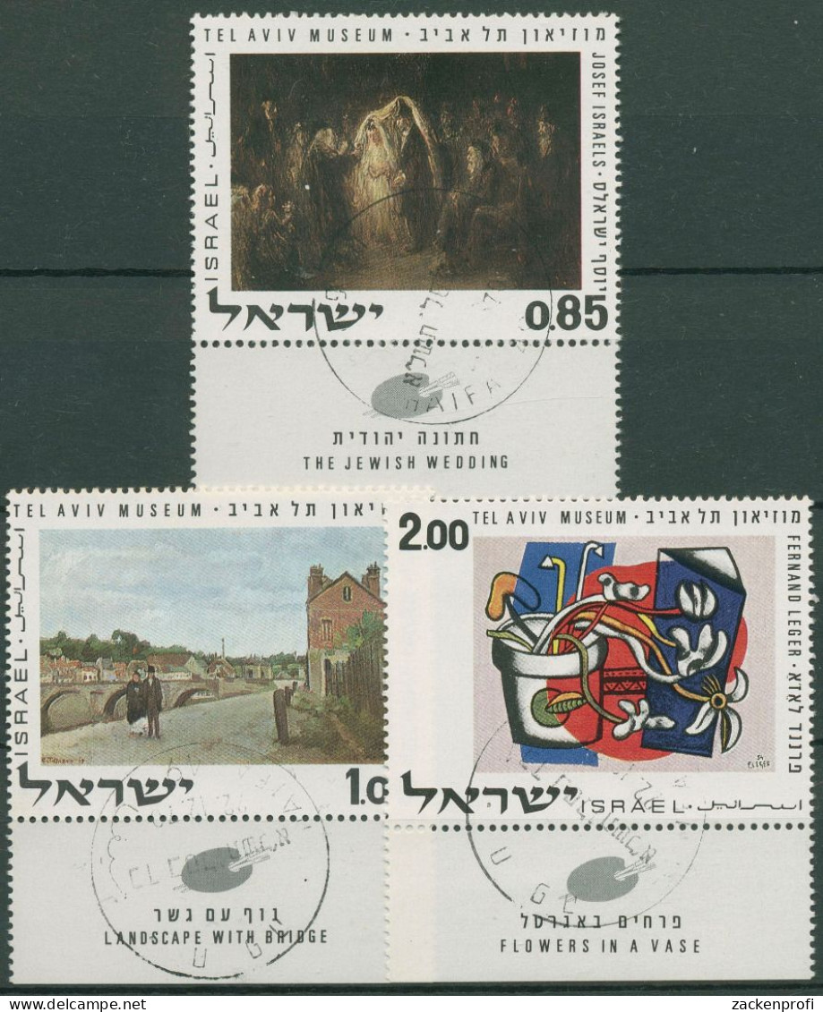 Israel 1970 Museum Tel Aviv Gemälde 492/94 Mit Tab Gestempelt - Oblitérés (avec Tabs)