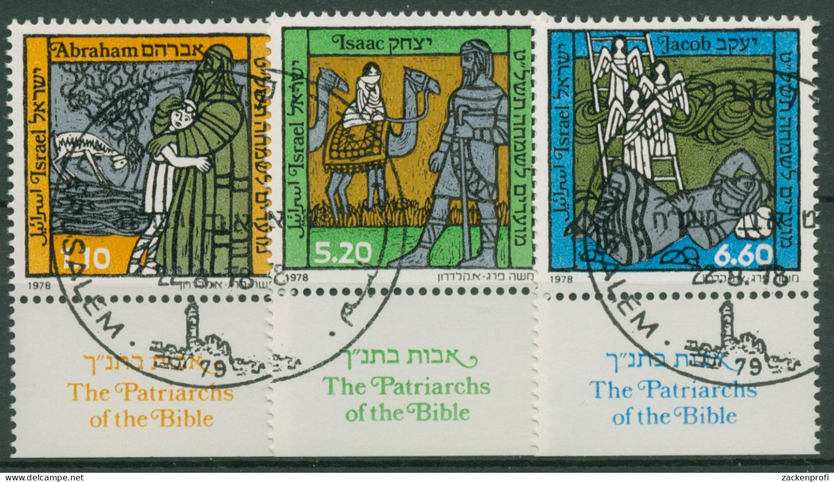 Israel 1978 Jüdische Festtage Patriarchen 768/70 Mit Tab Gestempelt - Used Stamps (with Tabs)