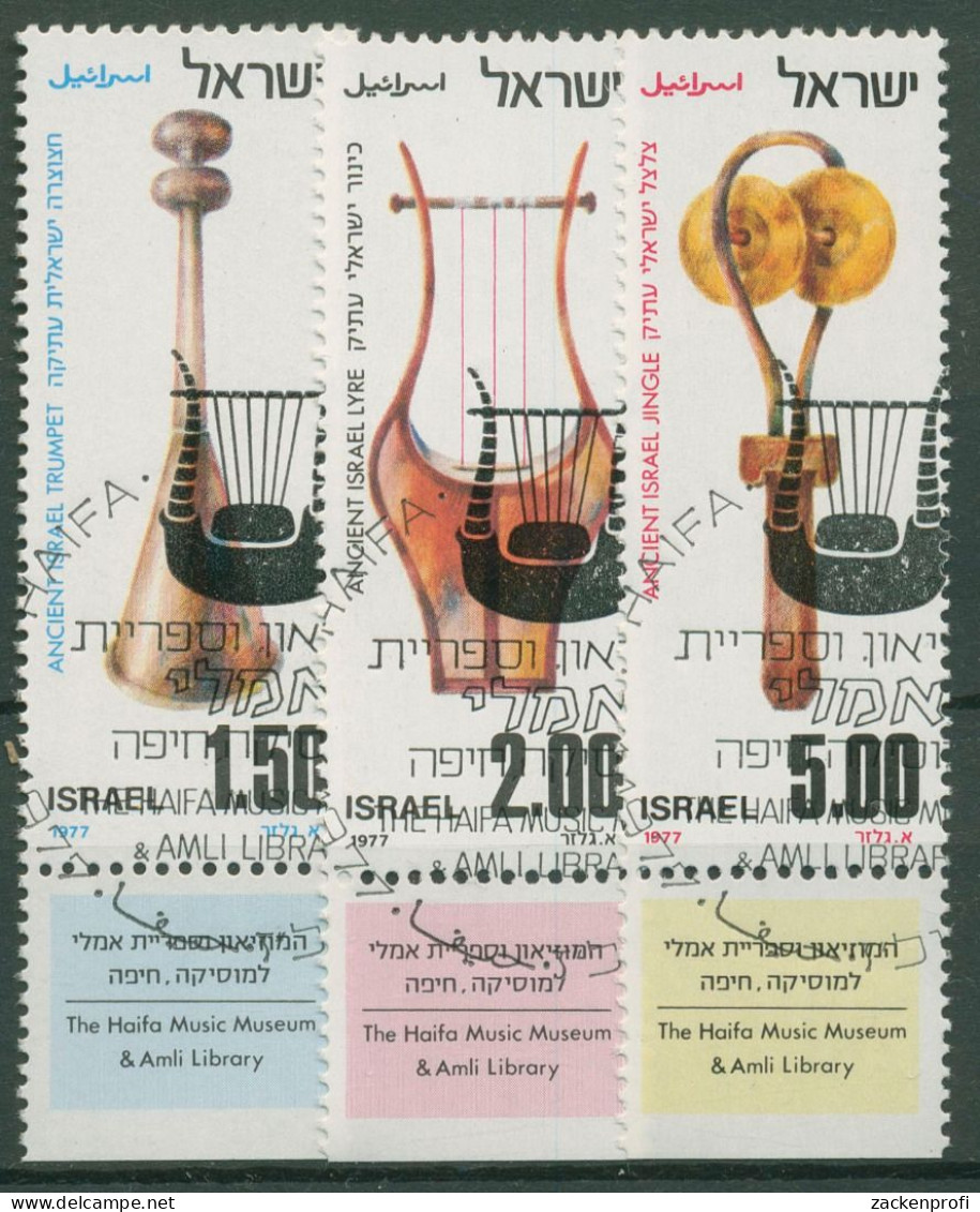 Israel 1977 Antike Musikinstrumente 701/03 Mit Tab Gestempelt - Used Stamps (with Tabs)