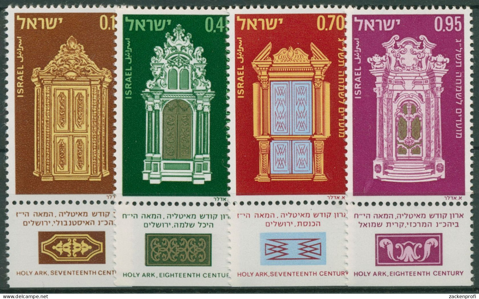 Israel 1972 Jüdische Festtage Italieni. Thoraschreine 565/68 Mit Tab Postfrisch - Unused Stamps (with Tabs)
