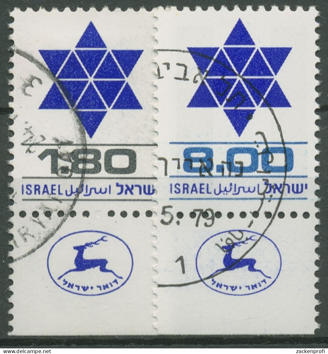 Israel 1979 Freimarken Davidstern 797/98 Mit Tab Gestempelt - Gebruikt (met Tabs)