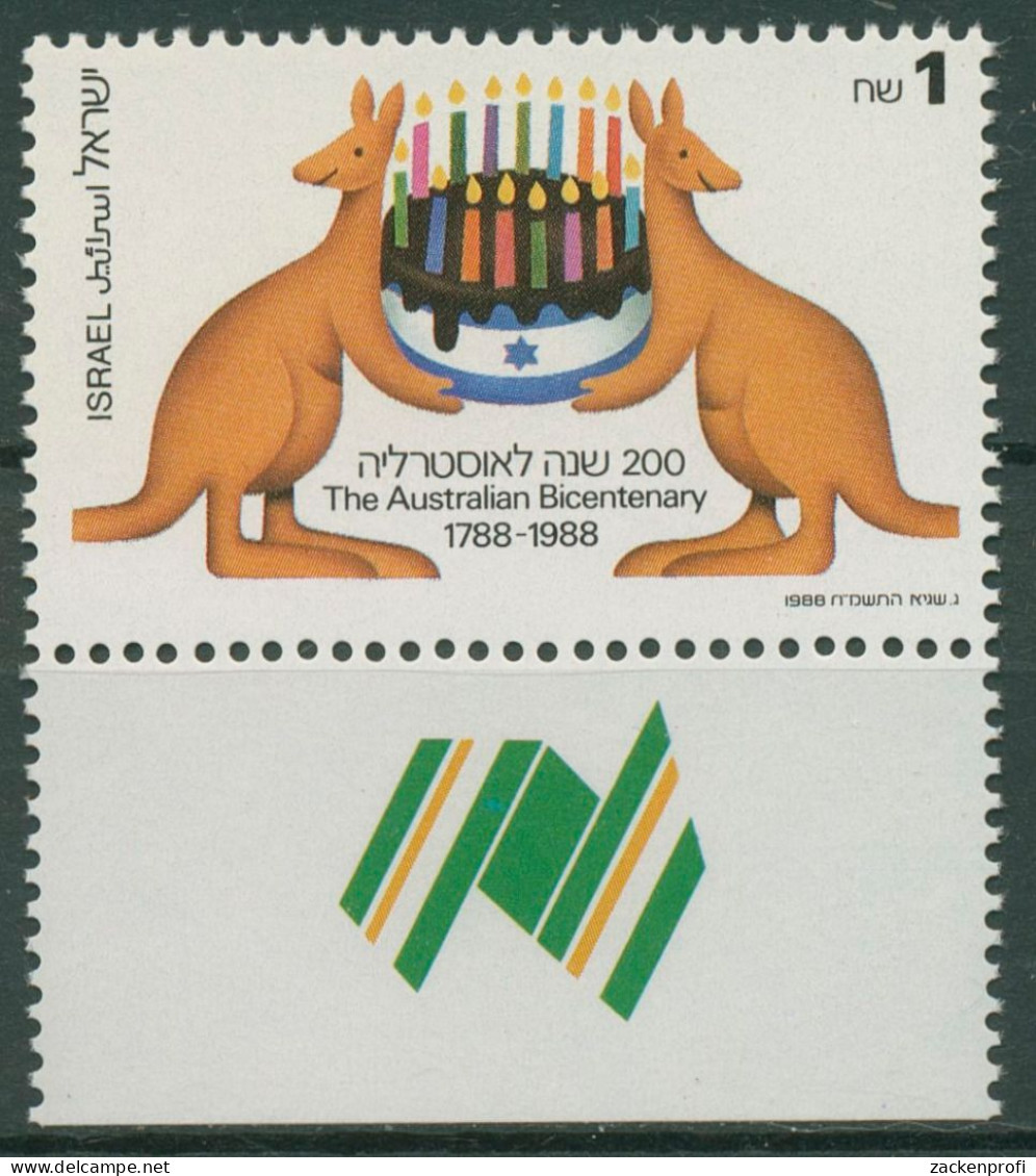 Israel 1988 Kolonisation Australiens Känguruhs 1083 Mit Tab Postfrisch - Ungebraucht (mit Tabs)