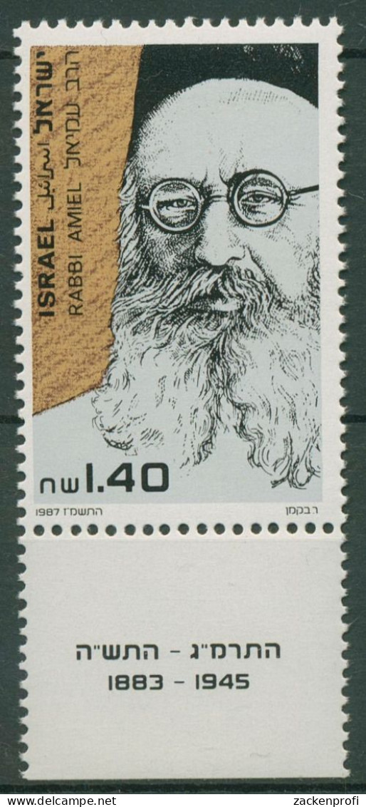 Israel 1987 Rabbi Moshe Avigdor Amiel 1069 Mit Tab Postfrisch - Ongebruikt (met Tabs)