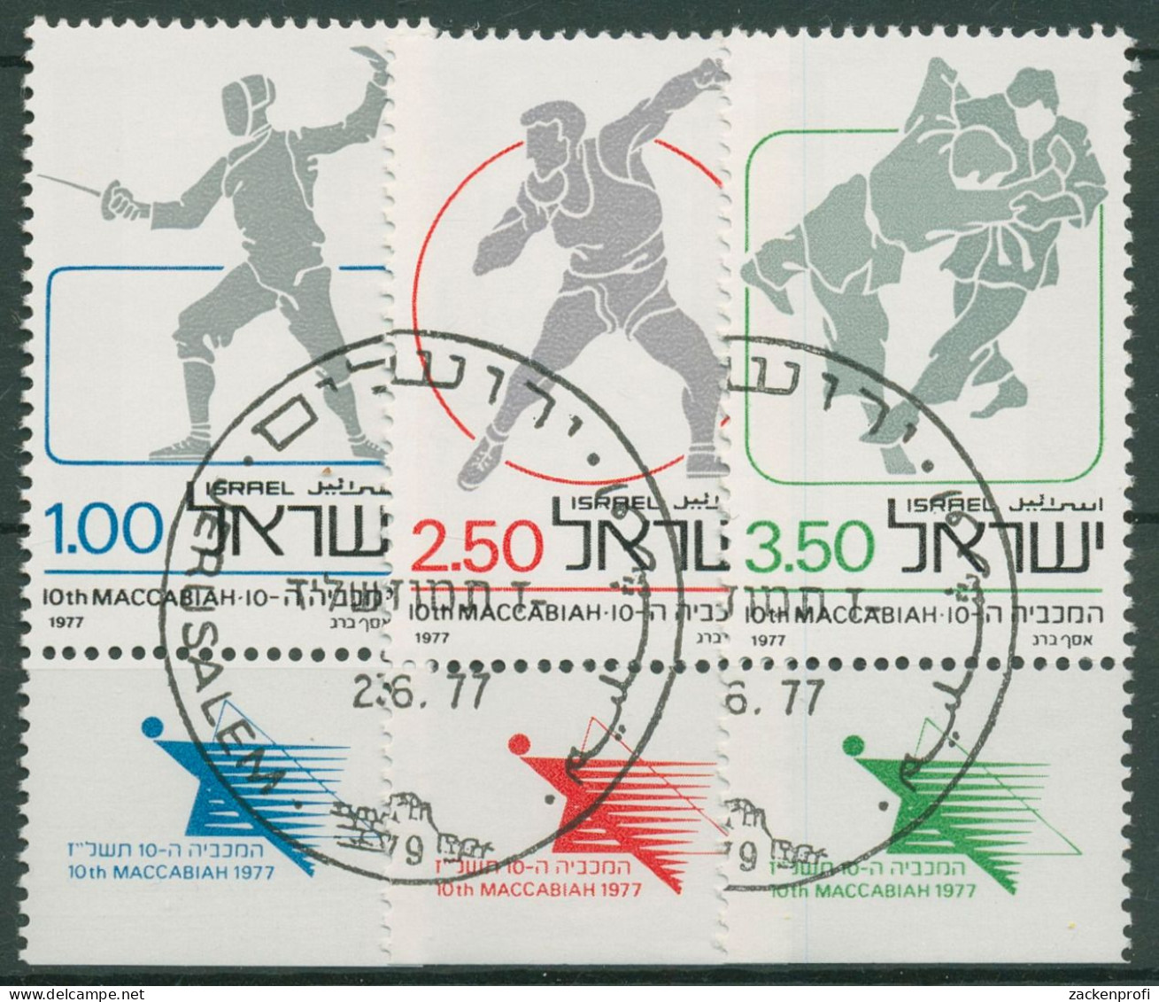 Israel 1977 Sport Makkabiade 704/06 Mit Tab Gestempelt - Gebruikt (met Tabs)