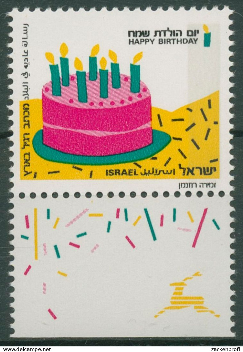Israel 1991 Grußmarken Geburtstagstorte 1185 Mit Tab Postfrisch - Ongebruikt (met Tabs)