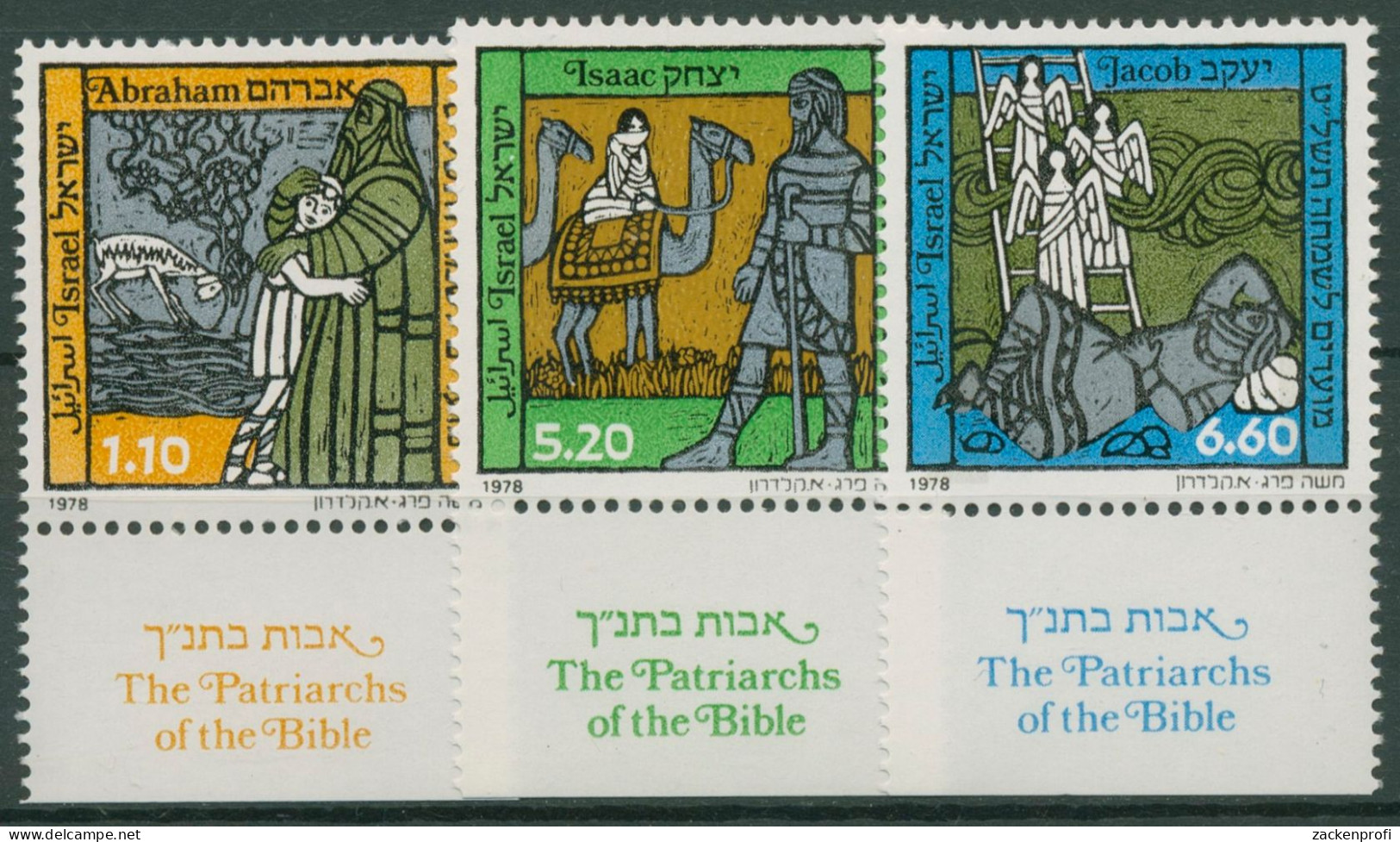 Israel 1978 Jüdische Festtage Patriarchen 768/70 Mit Tab Postfrisch - Ungebraucht (mit Tabs)
