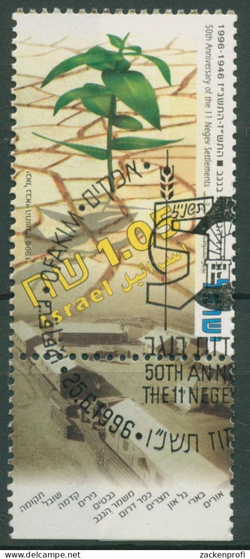 Israel 1996 Negevwüste Siedlungsbau Pflanze 1400 Mit Tab Gestempelt - Used Stamps (with Tabs)