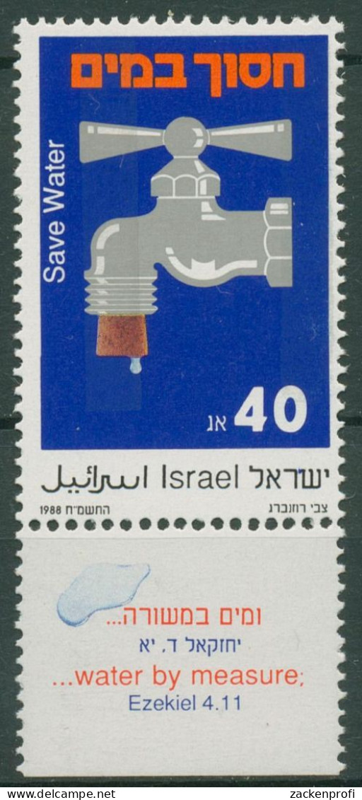 Israel 1988 Umweltschutz Wassersparen 1084 Mit Tab Postfrisch - Unused Stamps (with Tabs)