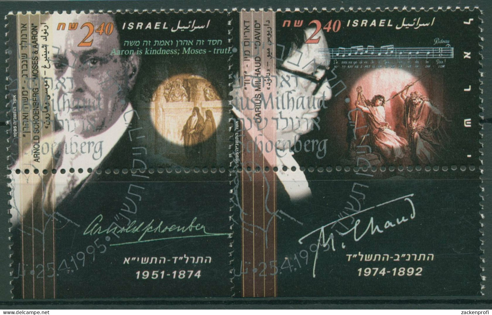 Israel 1995 Jüdische Musiker 1328/29 Mit Tab Gestempelt - Usati (con Tab)