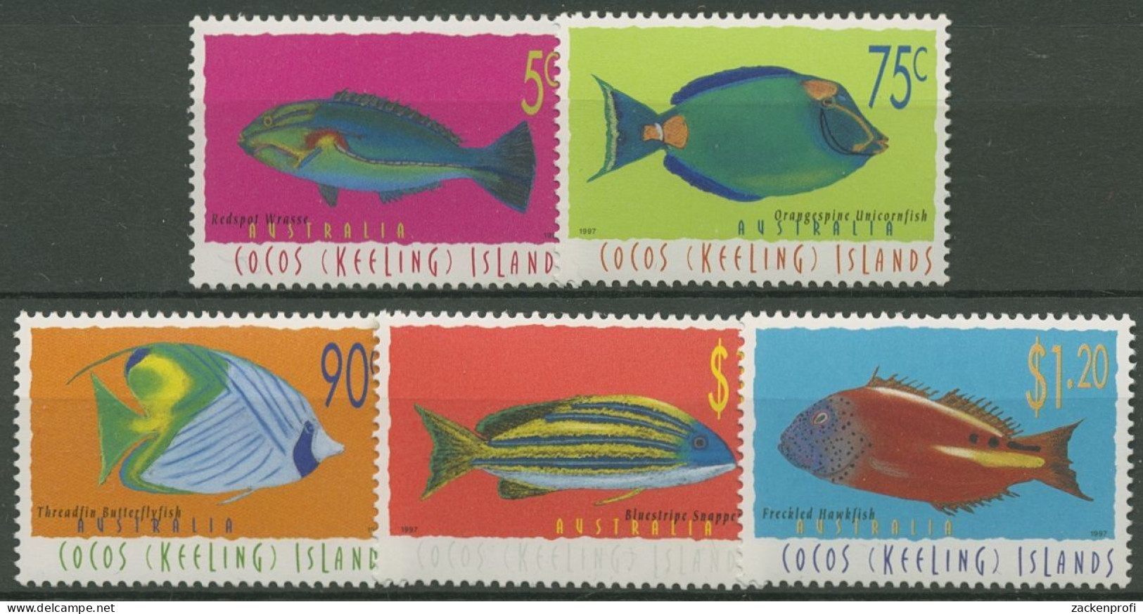 Kokos-Inseln 1997 Fische: Regenbogenfisch, Falterfisch 357/61 Postfrisch - Cocos (Keeling) Islands