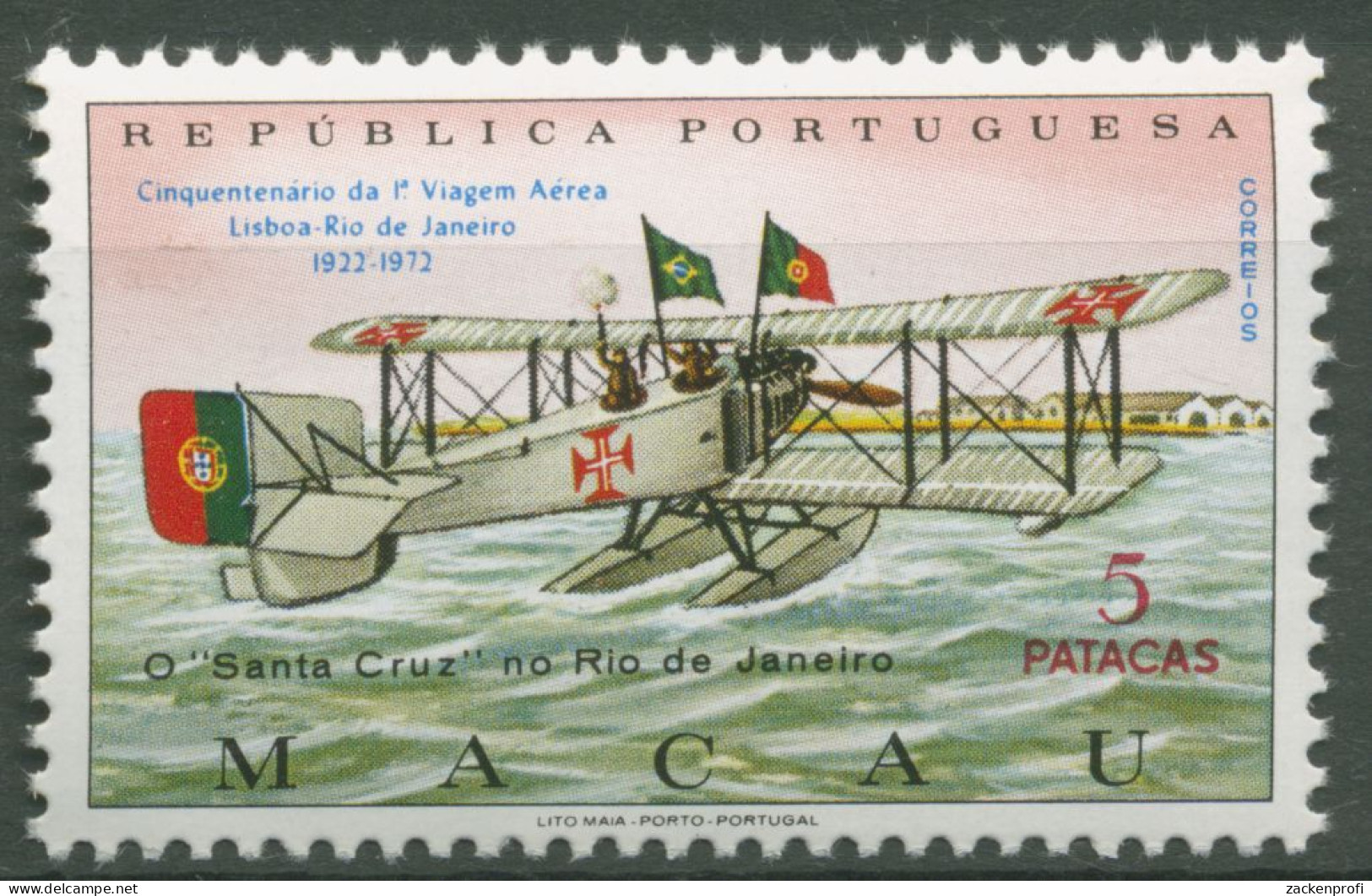 Macau 1972 Flugstrecke Lissabon-Rio De Janeiro Flugzeug 455 Postfrisch - Ungebraucht